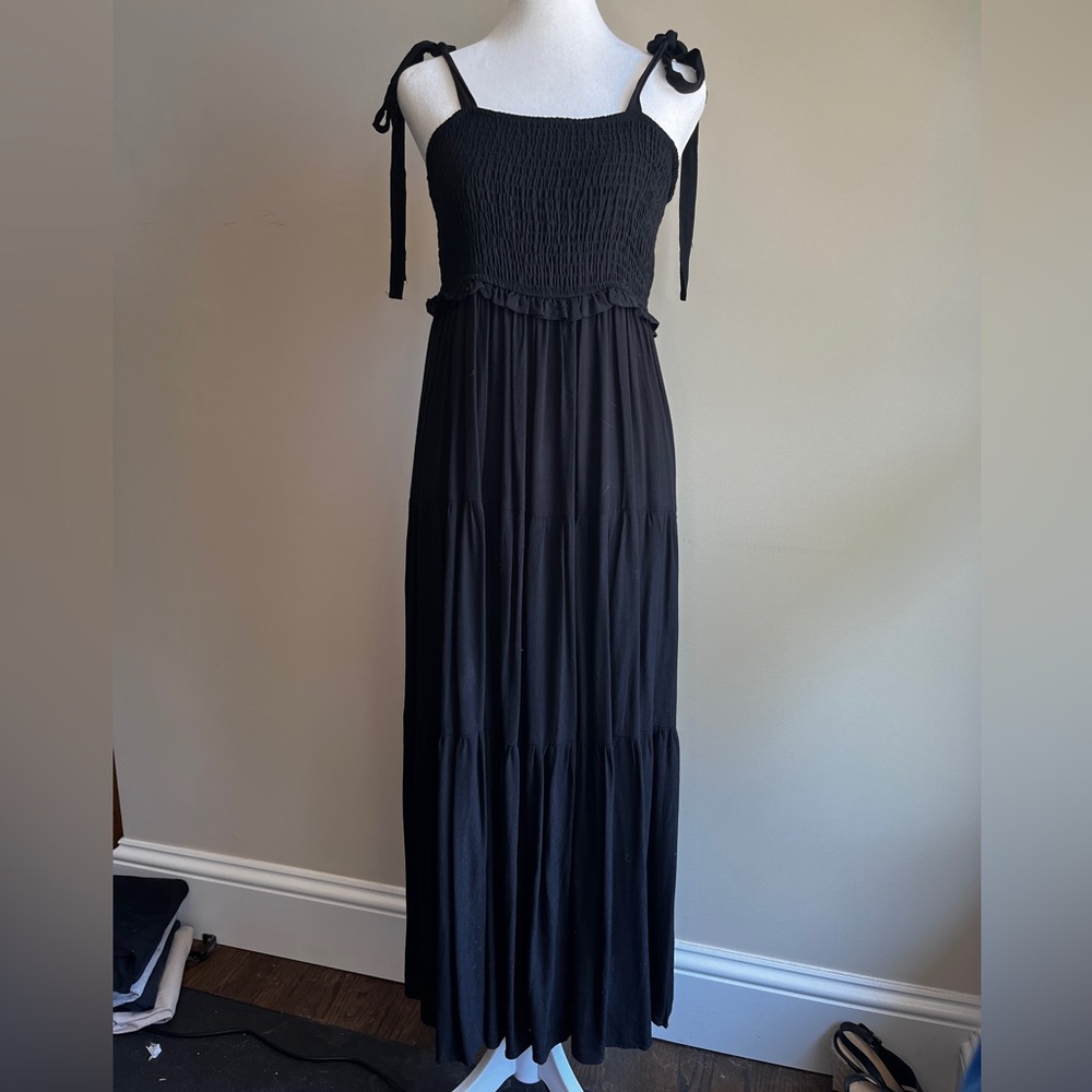 Zara Women’s Medium Black Spaghetti Strap Sundress Maxi